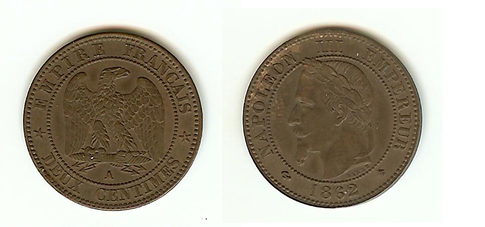 2 Centimes Napoléon III 1862A Paris AU+